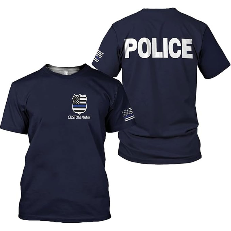 Personalized Name Police USA Flag Patriotic Police T-Shirt