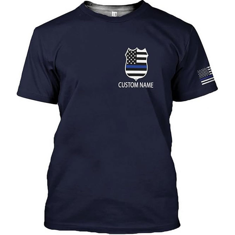Personalized Name Police USA Flag Patriotic Police T-Shirt