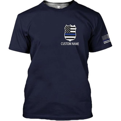 Personalized Name Police USA Flag Patriotic Police T-Shirt