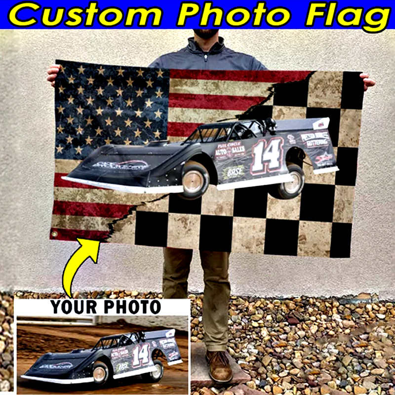 Racing Personalized Photo Checkered Flag Racing Flag