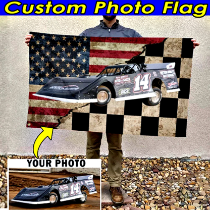 Racing Personalized Photo Checkered Flag Racing Flag