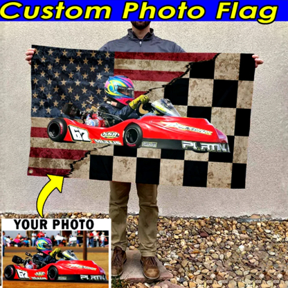 Racing Personalized Photo Checkered Flag Racing Flag