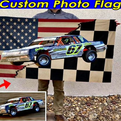Racing Personalized Photo Checkered Flag Racing Flag