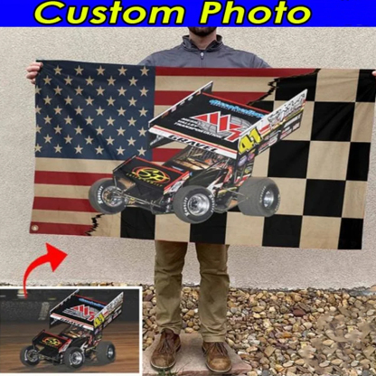 Racing Personalized Photo Checkered Flag Racing Flag