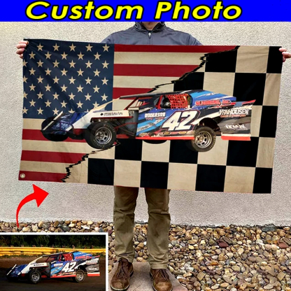 Racing Personalized Photo Checkered Flag Racing Flag