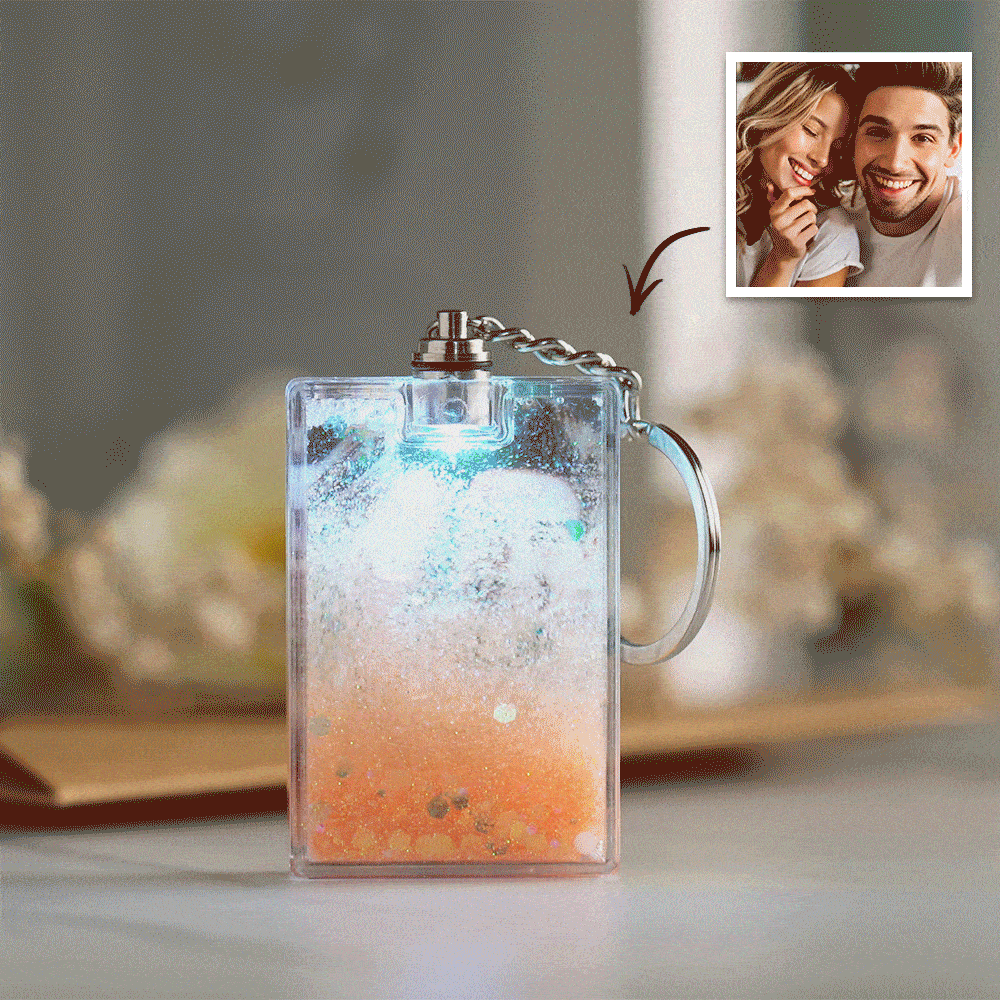 Custom Photo Scannable Spotify Code Illuminated Quicksand Keychain Gift