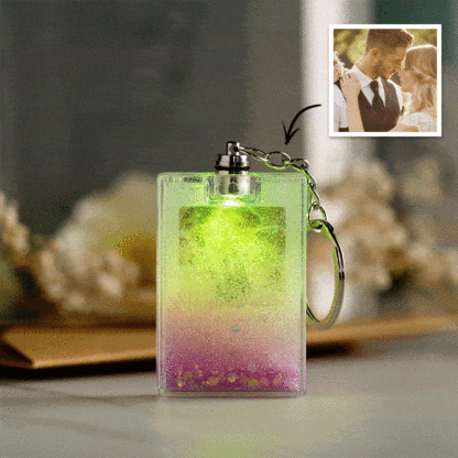Custom Photo Scannable Spotify Code Illuminated Quicksand Keychain Gift