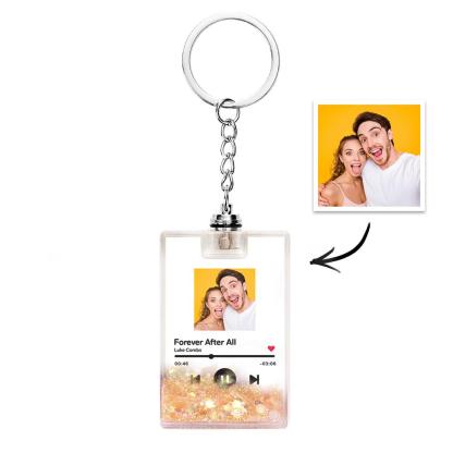 Custom Photo Scannable Spotify Code Illuminated Quicksand Keychain Gift