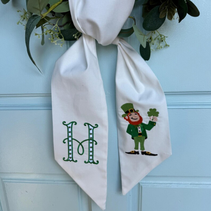 St Patrick’s Day Wreath Sash Embroidered Wreath Sash