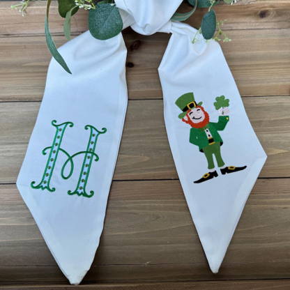 St Patrick’s Day Wreath Sash Embroidered Wreath Sash