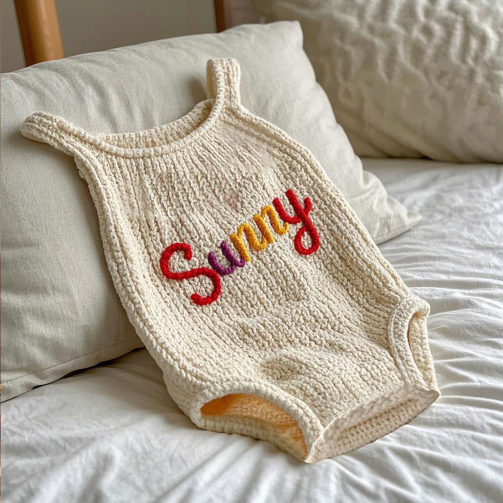 Personalized Adorable Handmade Easter Crochet Baby Romper, Bodysuit