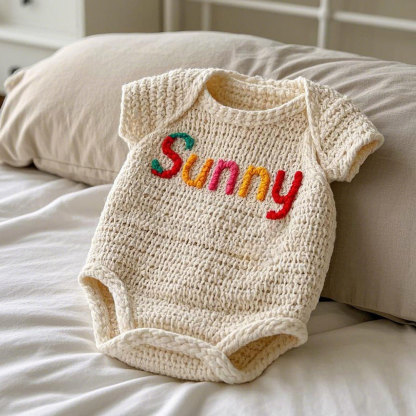 Personalized Adorable Handmade Easter Crochet Baby Romper, Bodysuit
