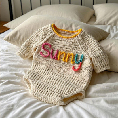 Personalized Adorable Handmade Easter Crochet Baby Romper, Bodysuit