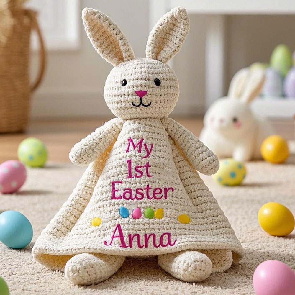 Personalized Handmade Crochet Bunny Plush Toy – The Perfect Easter Gift for Your Little One
