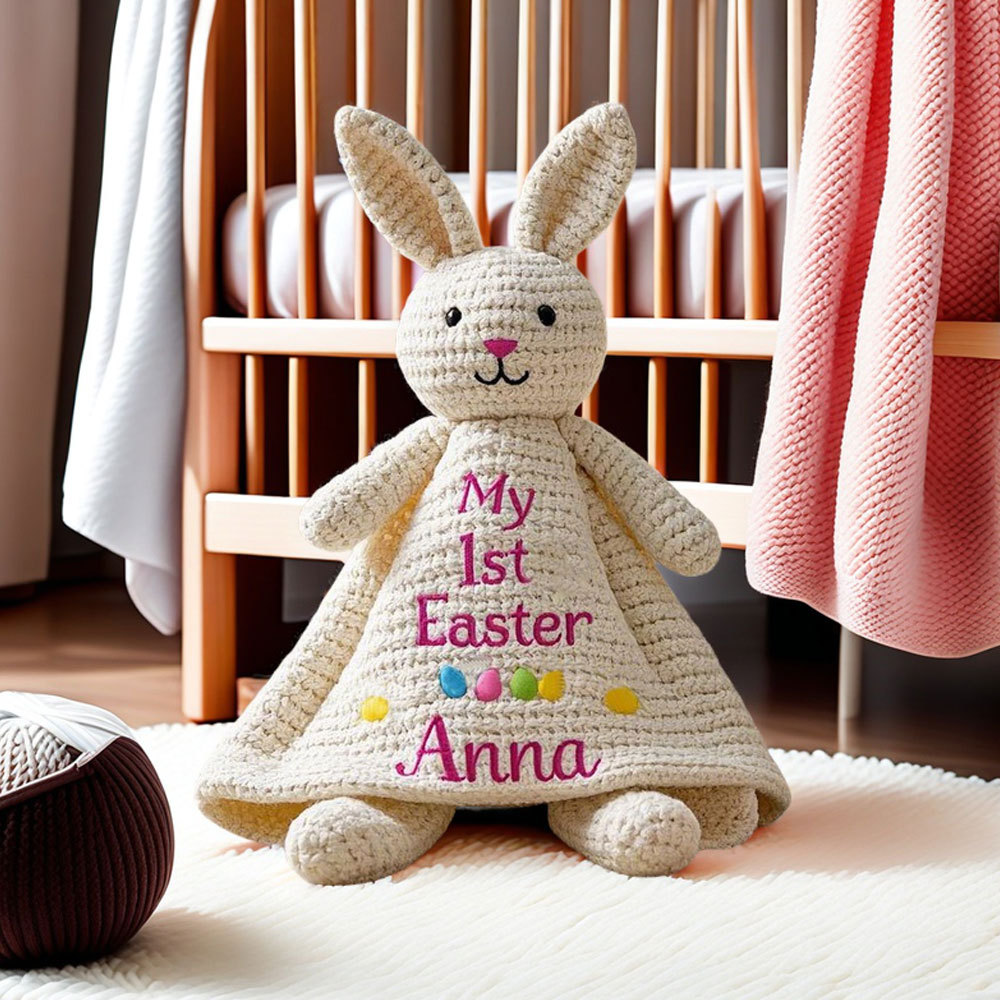 Personalized Handmade Crochet Bunny Plush Toy – The Perfect Easter Gift for Your Little One