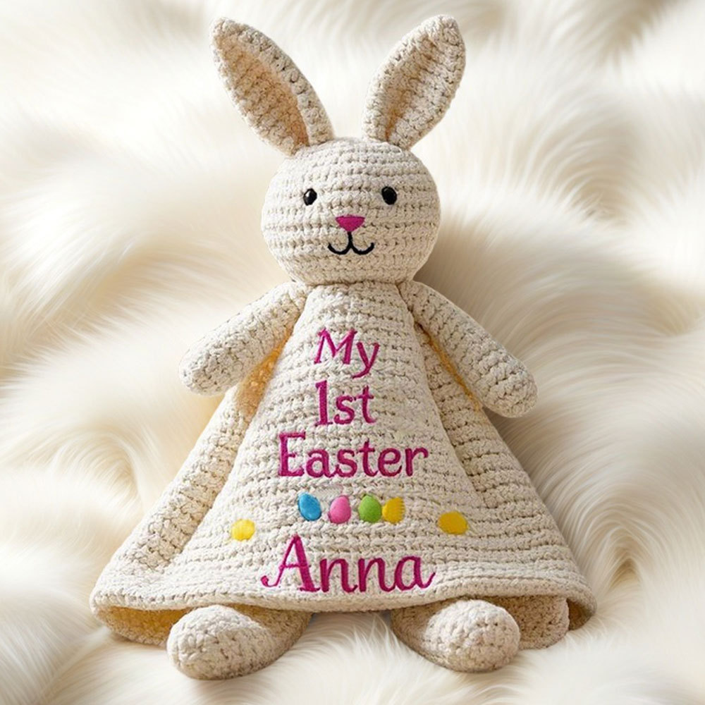Personalized Handmade Crochet Bunny Plush Toy – The Perfect Easter Gift for Your Little One