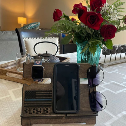Personalized Police officer, Firefighter Gifts, Blue Line, Red Line Docking Station