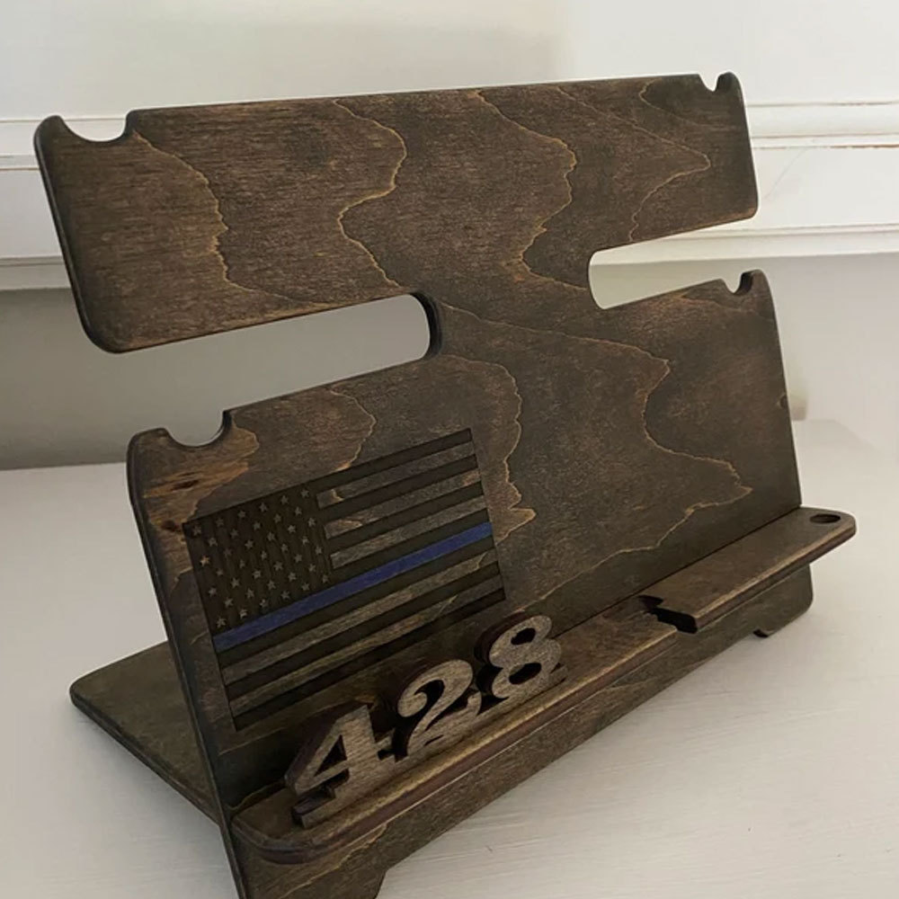 Personalized Police officer, Firefighter Gifts, Blue Line, Red Line Docking Station