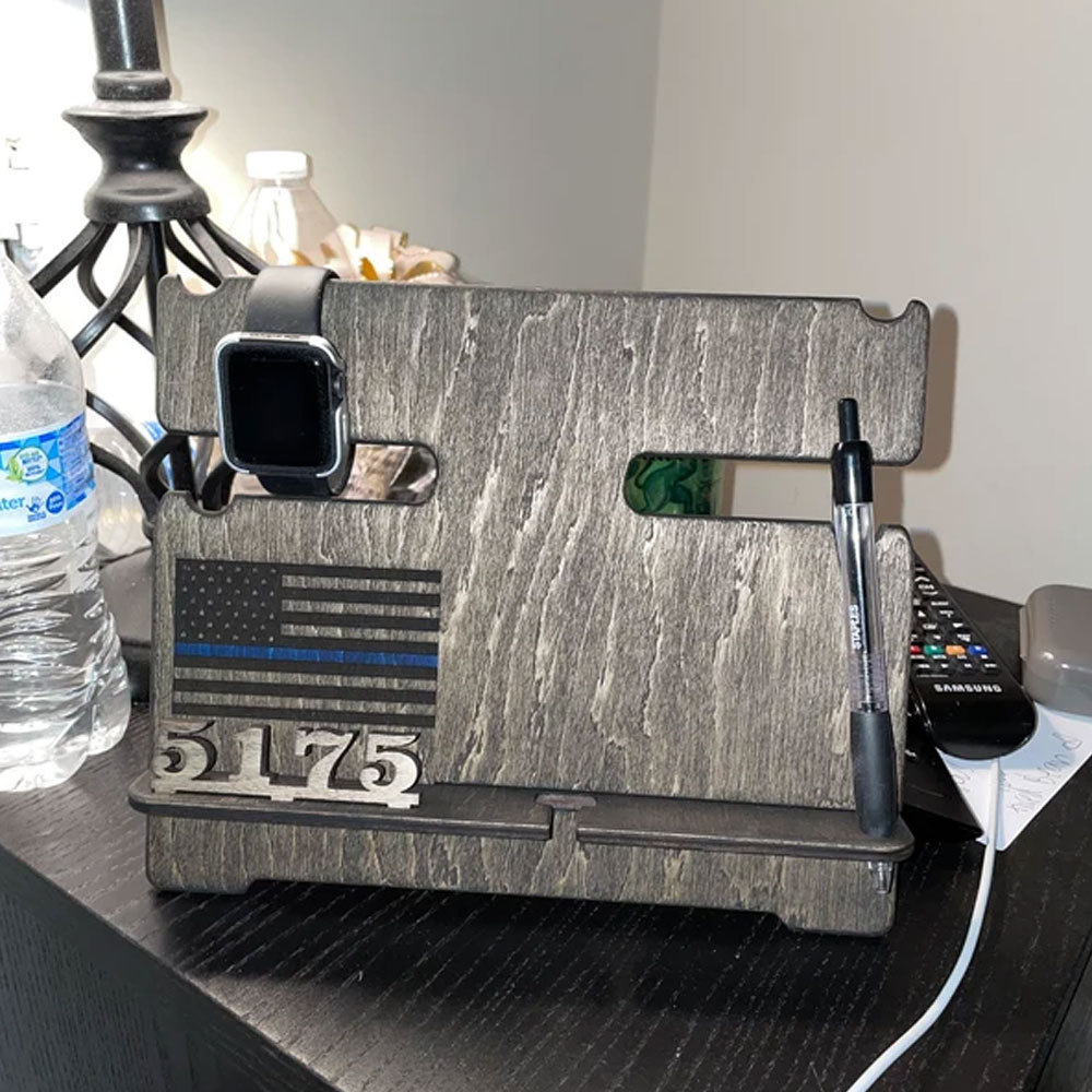 Personalized Police officer, Firefighter Gifts, Blue Line, Red Line Docking Station