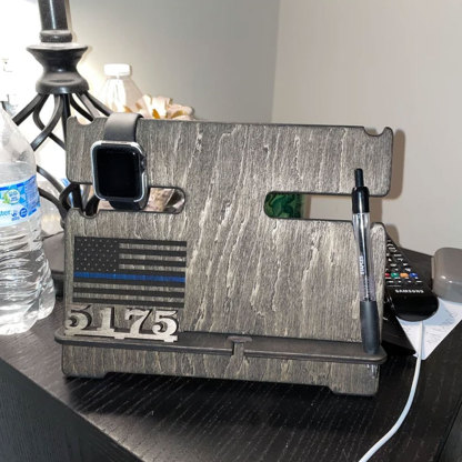 Personalized Police officer, Firefighter Gifts, Blue Line, Red Line Docking Station