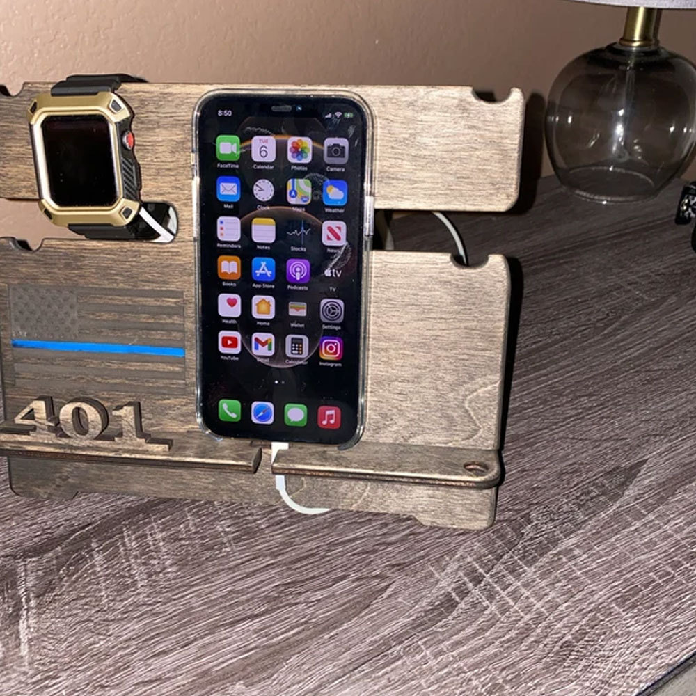 Personalized Police officer, Firefighter Gifts, Blue Line, Red Line Docking Station