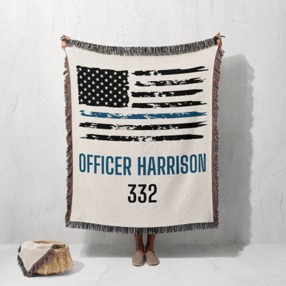 Personalized Police Officer Name Blanket with Number