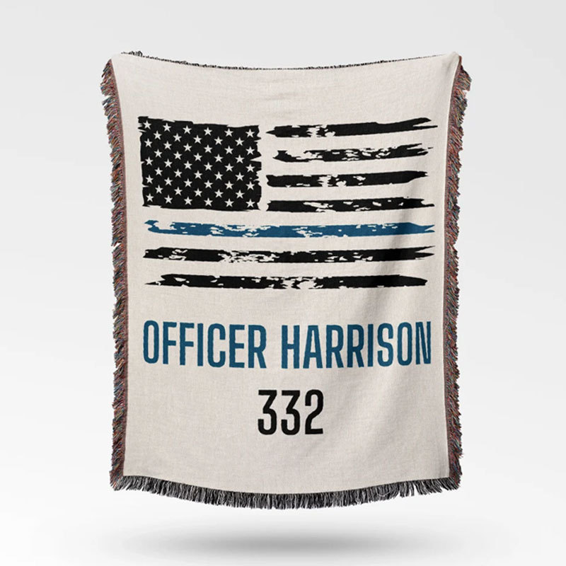 Personalized Police Officer Name Blanket with Number
