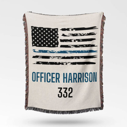 Personalized Police Officer Name Blanket with Number