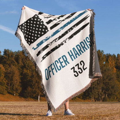 Personalized Police Officer Name Blanket with Number