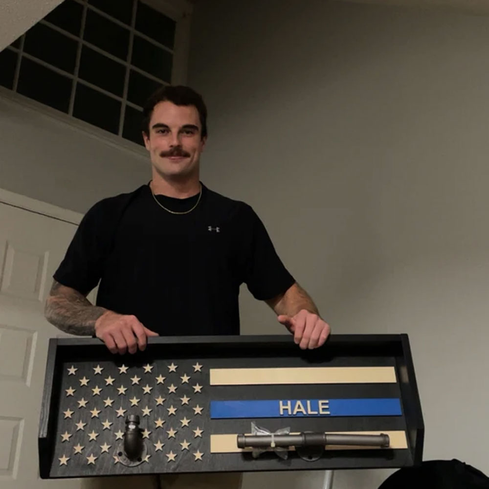 Personalized 3D Name Police Gear Rack Duty Vest Holder, Thin Blue Line Hanger