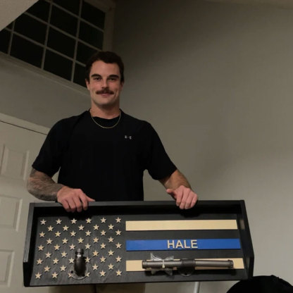 Personalized 3D Name Police Gear Rack Duty Vest Holder, Thin Blue Line Hanger