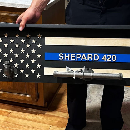 Personalized 3D Name Police Gear Rack Duty Vest Holder, Thin Blue Line Hanger