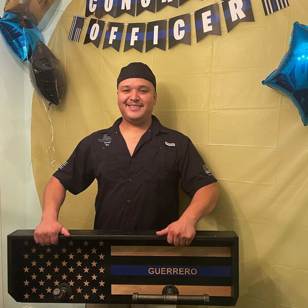 Personalized 3D Name Police Gear Rack Duty Vest Holder, Thin Blue Line Hanger
