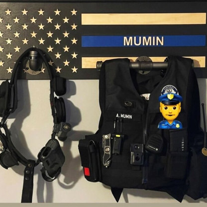 Personalized 3D Name Police Gear Rack Duty Vest Holder, Thin Blue Line Hanger