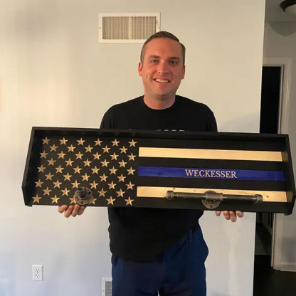 Personalized 3D Name Police Gear Rack Duty Vest Holder, Thin Blue Line Hanger