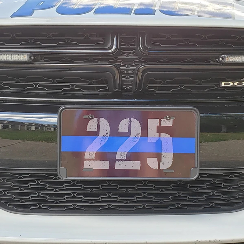 Thin Blue Line Badge Number License Plate Police Gift
