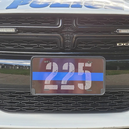 Thin Blue Line Badge Number License Plate Police Gift