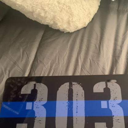 Thin Blue Line Badge Number License Plate Police Gift