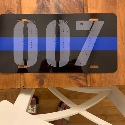 Thin Blue Line Badge Number License Plate Police Gift