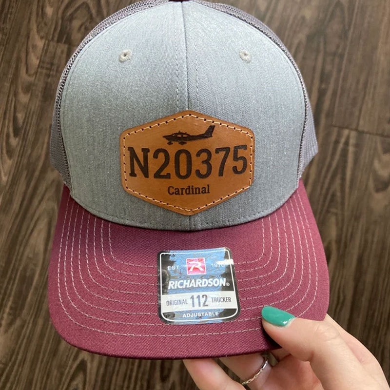 Customized Tail Number Leather Pilot Hat