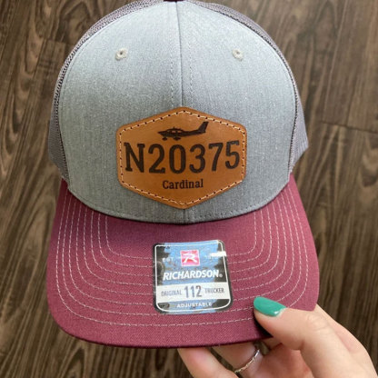 Customized Tail Number Leather Pilot Hat