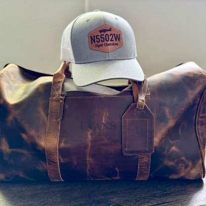 Customized Tail Number Leather Pilot Hat