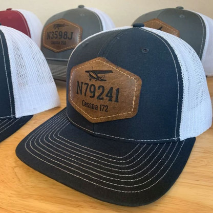 Customized Tail Number Leather Pilot Hat