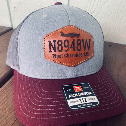 Customized Tail Number Leather Pilot Hat