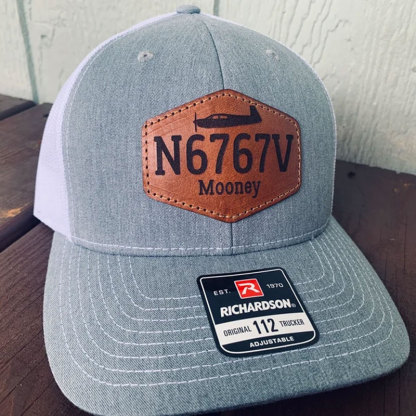 Customized Tail Number Leather Pilot Hat