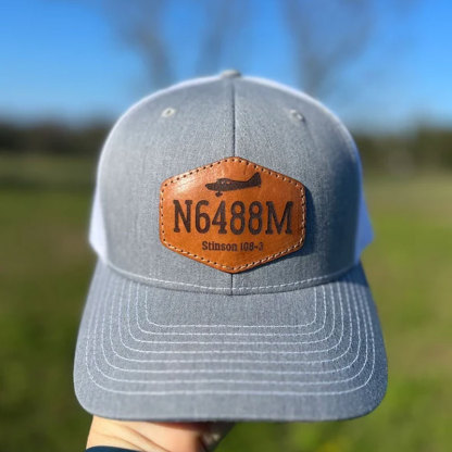 Customized Tail Number Leather Pilot Hat