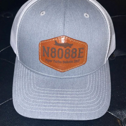 Customized Tail Number Leather Pilot Hat