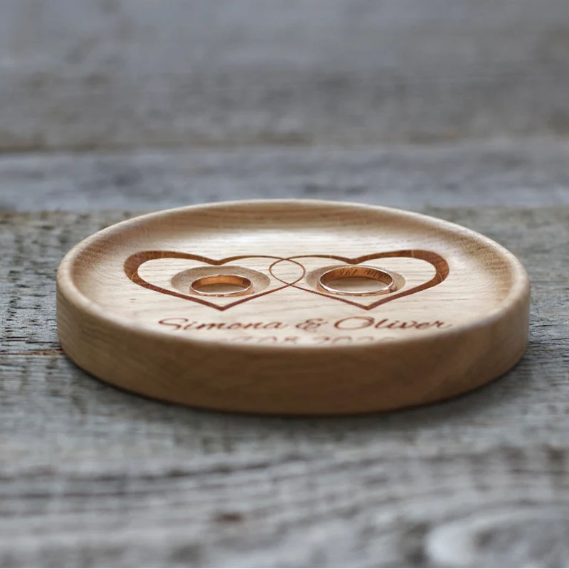 Wedding Ring Bearer Pillow Alternative Wood Dish