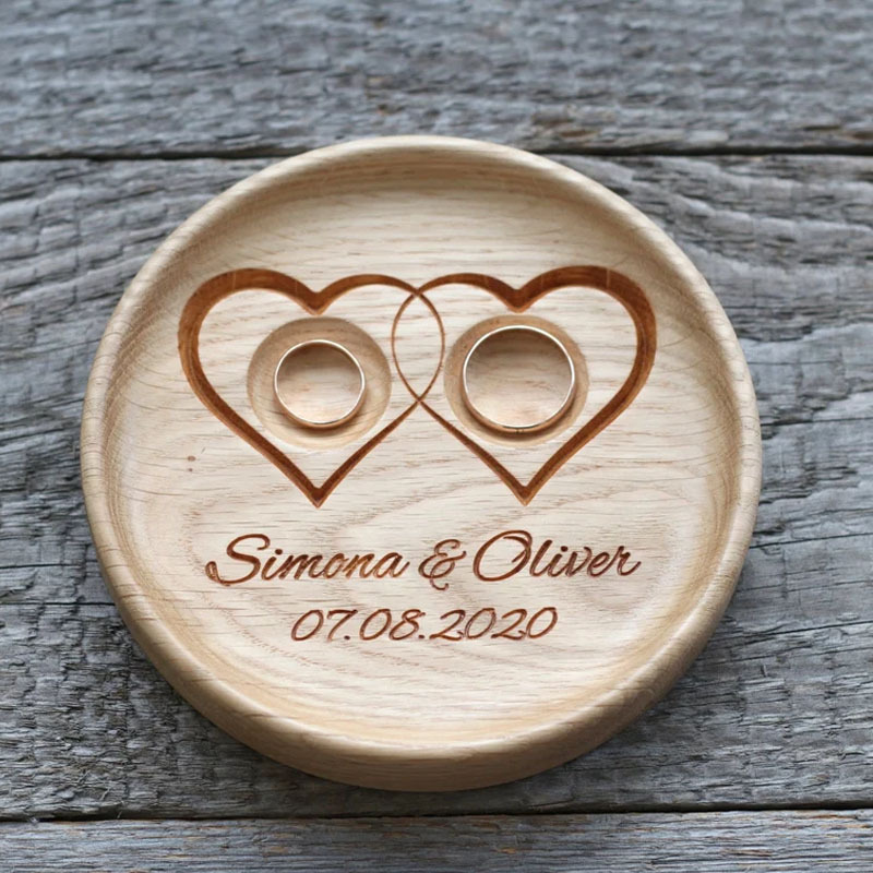 Wedding Ring Bearer Pillow Alternative Wood Dish