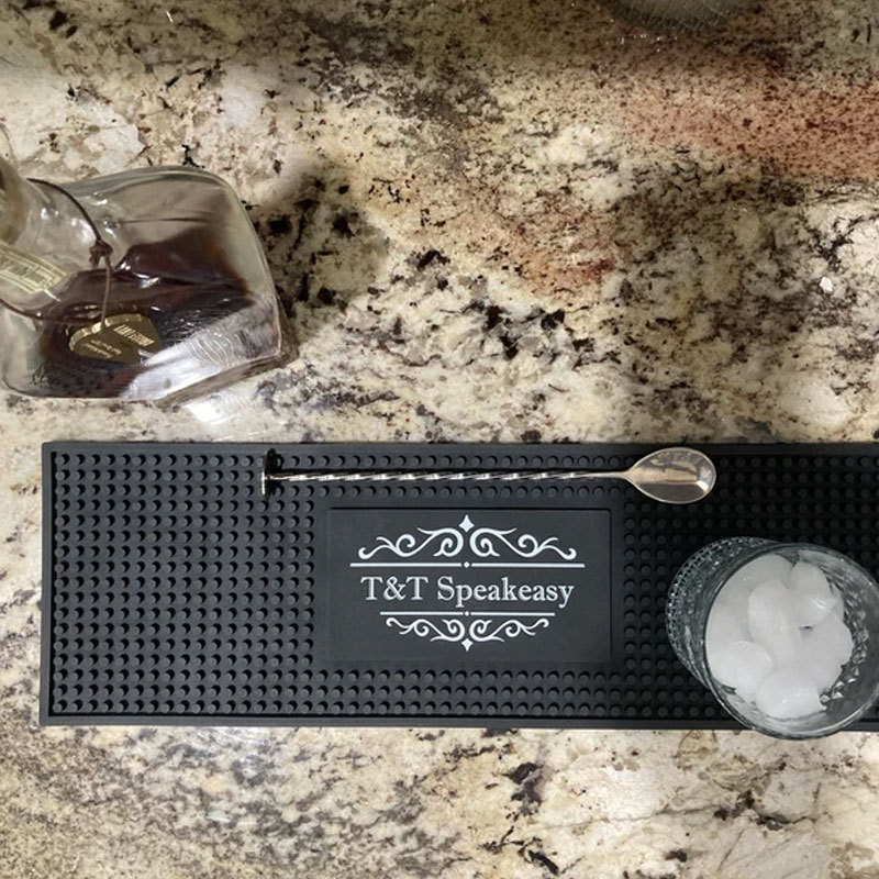 Personalized Home Bar Coffee Bartender Mat Present
